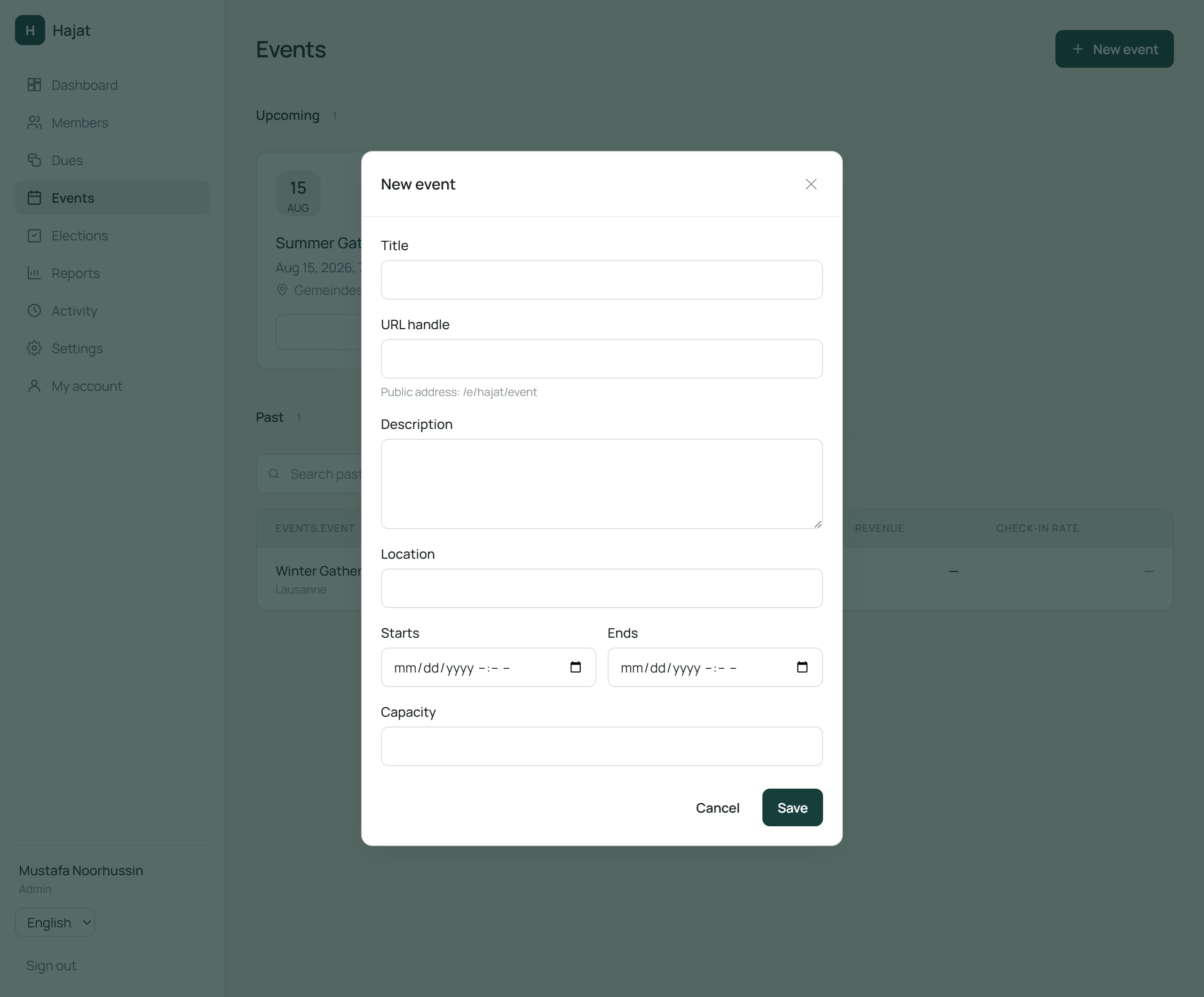 Creating an event