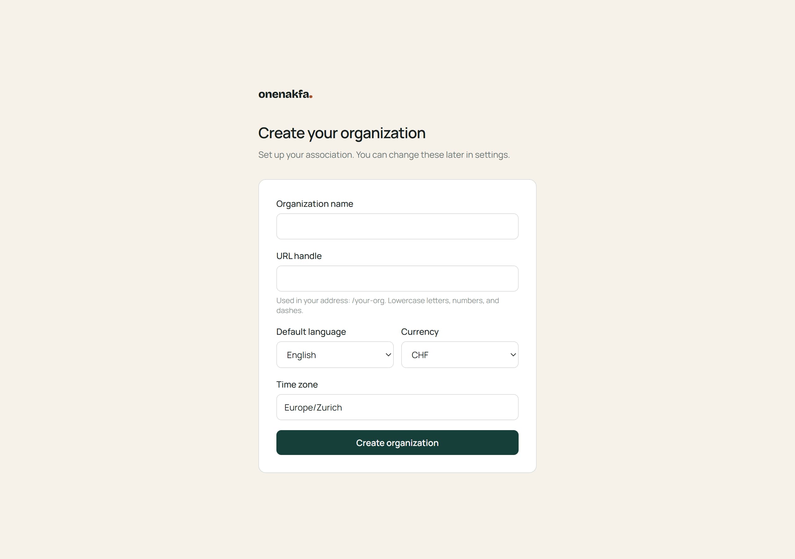 Create your organization
