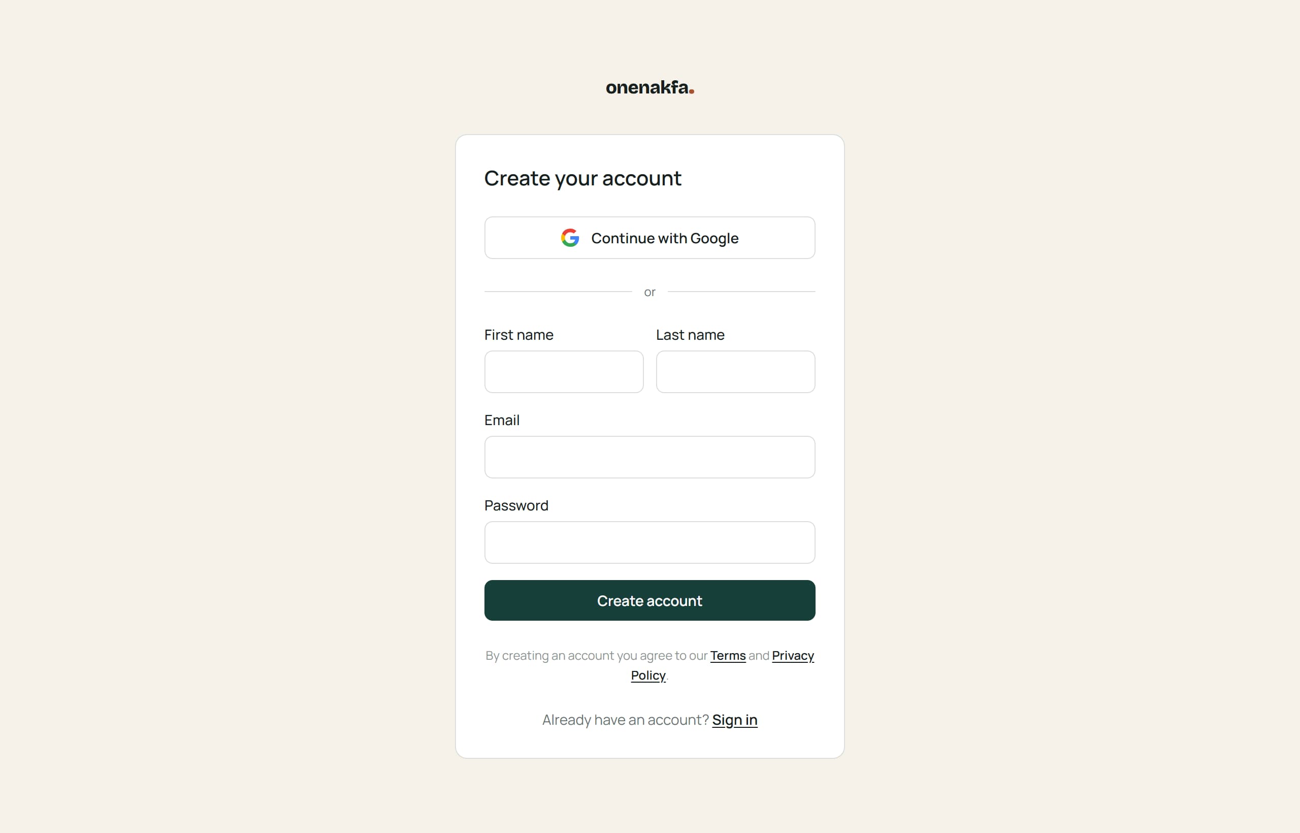 Create your account